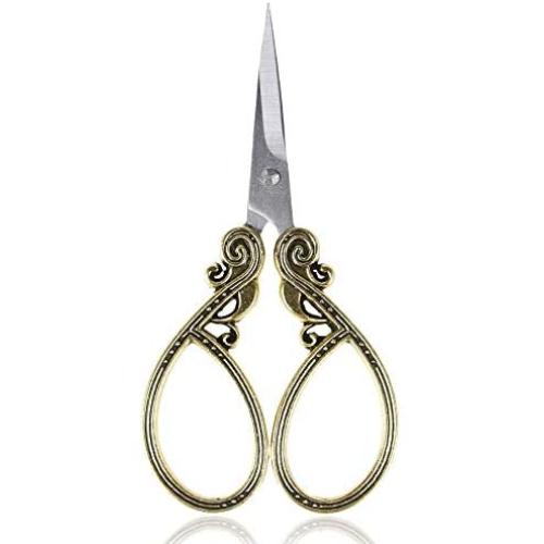 BIHRTC Small Crafting Scssors 4.5 Inch Stainless Steel Sharp Tip Sewing Scissors Embroidery Scissors DIY Tool Dressmaker Shears Scissor for Sewing Needlepoint Artwork Crochet Stitch Gold Scissors