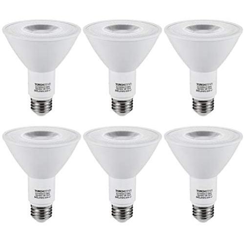 TORCHSTAR PAR30 Dimmable LED Spotlight Bulbs, Long Neck, CRI90+, 12W (75W Eqv.), UL & Energy Star Listed, E26 Standard Base, 840Lm, 3000K Warm White, for Recessed Trim Lighting, Track Light, Pack of 6