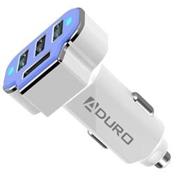 Aduro 4 Port Car Charger USB Adapter, 12V Fast Car Charger USB Adapter Power Station 5.2A/26W Output (Blue)