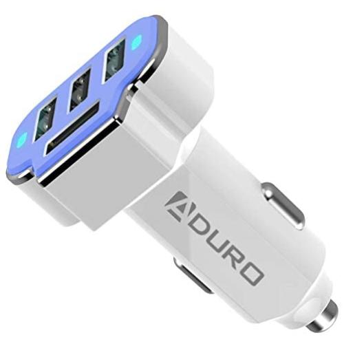 Aduro 4 Port Car Charger USB Adapter, 12V Fast Car Charger USB Adapter Power Station 5.2A/26W Output (Blue)