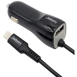 Apple Certified iPhone Car Charger - Ultra Durable 4ft Coiled Lightning Cable - 3.4 Amp Rapid Power - iPhone 12 11 Pro Max XS XR X 8 Plus 7 6S 6 SE 5S 5C 5 iPad Mini Air iPod - Extra USB Port (Black)