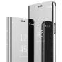 PHEZEN Compatible with Samsung Galaxy S20 Ultra Case Mirror Makeup Case Clear View Window PU Leather Folio Flip Case Wallet Case & Card Holder Slots Magnetic Kickstand Full Body Protective Case,Silver