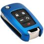 Blue Soft TPU Flip Key Fob Case Holder Jacket Protector for Chevy Equinox Camaro Cruze Malibu Sonic Volt Park Impala Buick Encore Allure Regal Verano Lacrosse