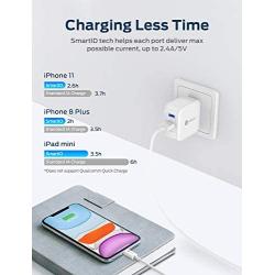 iClever BoostCube 2nd Generation 24W Dual USB Wall Charger with SmartID Technology, Foldable Plug, Travel Power Adapter for iPhone Xs/XS Max/XR/X/8 Plus/8/7 Plus/7/6S/6 Plus, iPad Pro Air/Mini and Other Tablet