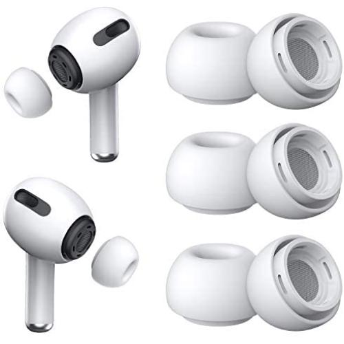 [3 Pairs] Replacement Ear Tips for Airpods Pro with Noise Reduction Hole, Silicone Airpods Pro Ear Tips with Portable Storage Box and Fit in The Charging Case (Medium, White)