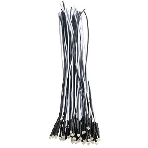 EDGELEC 50pcs 12 Volt 1.8mm White LED Lights Emitting Diodes Pre Wired 7.9 Inch DC 12v LED Light Diffused Colored Lens Small LED Lamps
