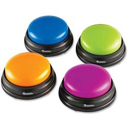 Learning Resources Answer Buzzers, Set of 4 Assorted Colored Buzzers, Game Show Buzzers, 3-1/2in, Multicolor, Ages 3+