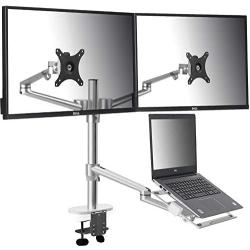 viozon Monitor and Laptop Mount, 3-in-1 Adjustable Triple Monitor Arm Desk Mounts, Dual Desk Arm Stand/Holder for 17 to 27 Inch LCD Computer Screens, Extra Tray Fits 12 to 17 Inch Laptops (OL-10T-S)