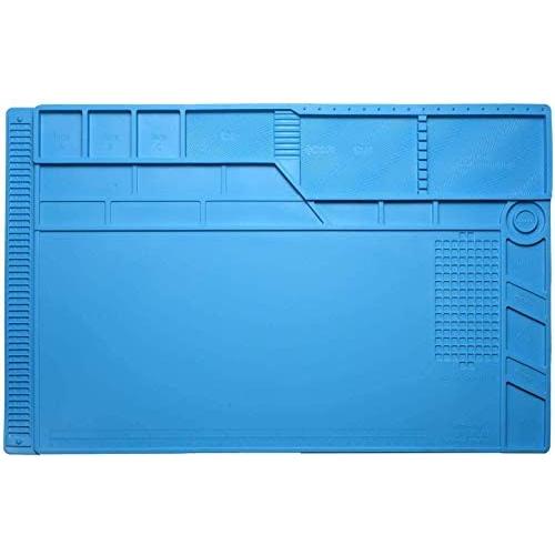 21.6 x 13.8 inch Heat Resistant Silicone Soldering Mat, Electronic Repair Mat for Soldering Station, Aweohtle Work Mat for Phone,Camera,Watch Repair with Scale Ruler and Screw Position (Large)