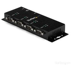 StarTech.com 4 Port USB to Serial RS232 Adapter - Wall Mount - Din Rail - COM Port Retention - FTDI USB to DB9 RS232 Hub (ICUSB2324I),Black