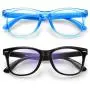 Zasun Kids Blue Light Blocking Glasses 2 Pack, UV Protection & Anti Eyestrain Computer Video Gaming Glasses for Kids Boys Girls Age 3-12 (Black +Transparent Blue)