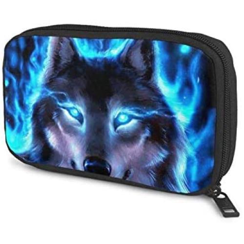 Hxuedan Ice and Fire Wolf Head The Data Cable Storage Bag is A Portable and Independent Design SuitableVFor Travelers to Place The Data Cable, Earphone and Electronic Product Data Cable Storage Bag