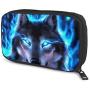 Hxuedan Ice and Fire Wolf Head The Data Cable Storage Bag is A Portable and Independent Design SuitableVFor Travelers to Place The Data Cable, Earphone and Electronic Product Data Cable Storage Bag