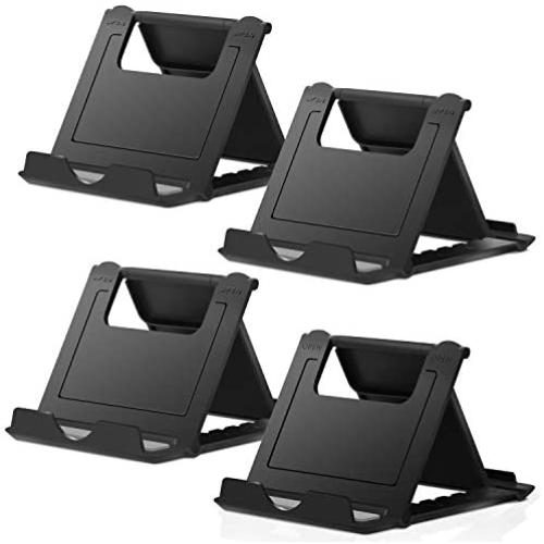 Elimoons 4 Pack Cell Phone Stands, Universal Foldable Tablet Stand Multi-Angle Pocket Desktop Holder Cradle Compatible with iPhone 11 Pro Xs Max X 8 7 6s Plus, All Android Smartphones Tablets (6-10'')