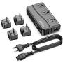 BESTEK Universal Travel Adapter 100-220V to 110V Voltage Converter 250W with 6A 4-Port USB Charging 3 AC Sockets and EU/UK/AU/US/India Worldwide Plug Adapter (Black)