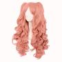 MapofBeauty 28 Inch/70cm Lolita Long Curly 2 Ponytails Clip on Cosplay Wig (Orange Pink)