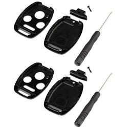 CUTTING NOT REQUIRED - 2 Key Fob Keyless Entry Remote Shell Case & Pad fits Honda 2003-2012 Accord / 2006-2013 Civic EX / 2009-2015 Pilot /2005-2006 CR-V