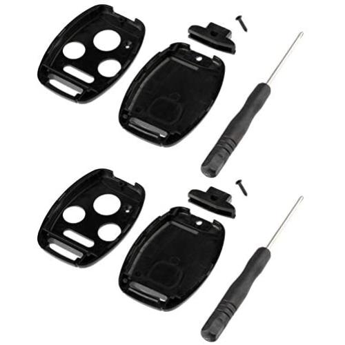 CUTTING NOT REQUIRED - 2 Key Fob Keyless Entry Remote Shell Case & Pad fits Honda 2003-2012 Accord / 2006-2013 Civic EX / 2009-2015 Pilot /2005-2006 CR-V