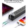 2 Pack Surge Protector Power Strip with 6 Outlets 2 USB Ports, 5-Foot Long Heavy-Duty Braided Extension Cords, Flat Plug, 900 Joules, 15A Circuit Breaker, Wall Mount for Home Office