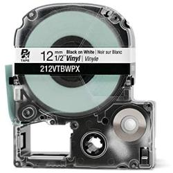 LABELWORKS 212VTBWPX Tape Cartridge - Black on White Vinyl Industrial Label Maker Tape - 1/2'' (12MM) Wide, 22.9 ft