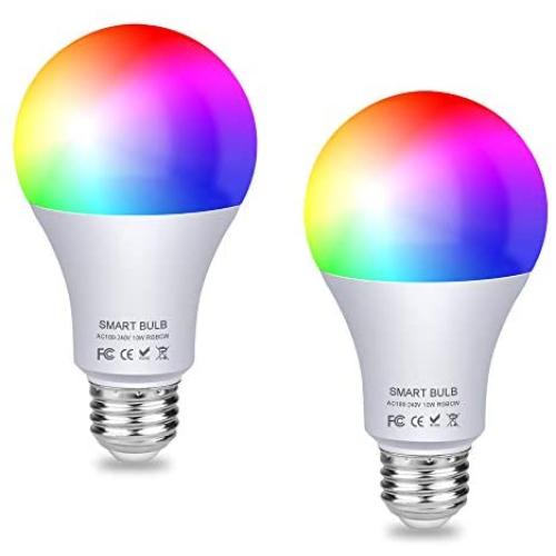 Aigital Color Bulb Alexa Smart Bulb with Remote WiFi Light Bulbs That Work with Alexa/Google Assistant and IFTTT, E26 Color Changing LED Bulb No Hub Required A21 10W【2 Packs】