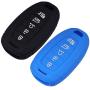 Lcyam Key Fob Cover Silicone Case Remote Holder Compatible with 2019 2020 2021 Hyundai Palisade Keyless Push Start 5 Button (Black Blue)