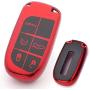 Royalfox 3 4 5 Buttons TPU Smart Remote Key Fob case Full Cover for Chrysler 300 200 Dodge Charger Challenger Dart Durango Journey,Jeep Grand Cherokee Renegade Fiat Freemont (red)