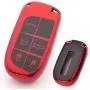 Royalfox 3 4 5 Buttons TPU Smart Remote Key Fob case Full Cover for Chrysler 300 200 Dodge Charger Challenger Dart Durango Journey,Jeep Grand Cherokee Renegade Fiat Freemont (red)