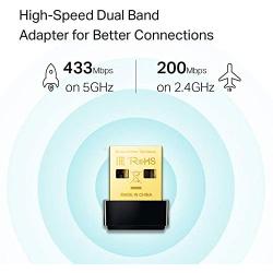 TP-Link Nano AC600 USB Wifi Adapter(Archer T2U Nano)- 2.4G/5G Dual Band Wireless Network Adapter for PC Desktop, Mini Travel Size, Supports Windows 10, 8.1, 8, 7, XP / Mac OS X 10.9-10.14