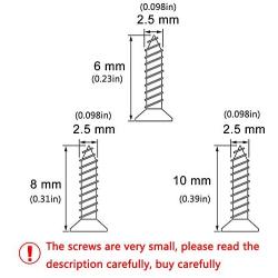newlng 2.5MM Small Screws Phillips Flat Head Cross Self Tapping Tiny Screw Cabinet Electronic Accessories Screw Multifunctional DIY Micro Woodworking Mini Screw Set Gold Black Silver 1600pcs