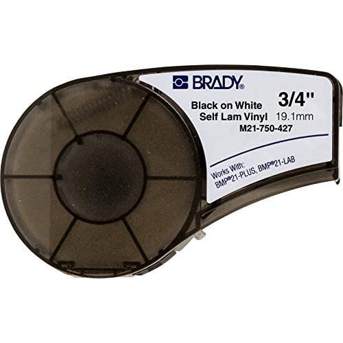 Brady Authentic (M21-750-427) Self-Laminating Wire Wrap for Control Panels, Electrical Panels and Datacom Cable Labeling, Black on White material - Designed for BMP21-PLUS and BMP21-LAB Label Printers, .75'' Width, 14 Length