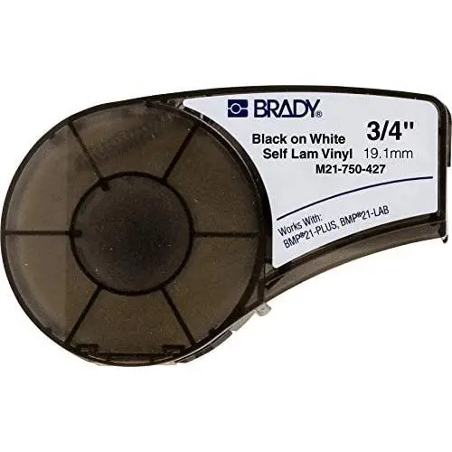 Brady Authentic (M21-750-427) Self-Laminating Wire Wrap for Control Panels, Electrical Panels and Datacom Cable Labeling, Black on White material - Designed for BMP21-PLUS and BMP21-LAB Label Printers, .75'' Width, 14 Length Brady Authentic (M21-750-427) Self-Laminating Wire Wrap for Control Panels, Electrical Panels and Datacom Cable Labeling, Black on White material - Designed for BMP21-PLUS and BMP21-LAB Label Printers, .75'' Width, 14 Length