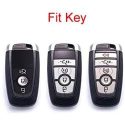 Royalfox(TM) 3 4 5 Buttons Real Leather Smart keyless Entry Remote Key Fob case Cover Keychain for 2017 2018 Ford Mustang Explorer Edge Fusion Mondeo F150 F250 F350 F450 F550 (Black Leather)