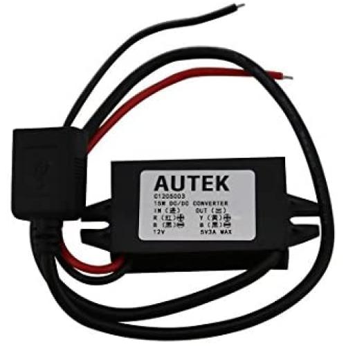 AUTEK DC DC Converter Buck Module 12V/24V To 5V 3A USB Output Step Down Voltage Regulator Charge Compatible for iPad iPhone 4S 5 6/6 Plus etc (Standard USB)