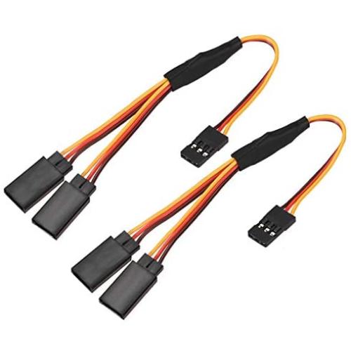 uxcell RC Products 3 Way Servo Wire for JR Futaba Extension Cord 60 Core 170mm 3 Pin in Brown/Red/Orange 2pcs
