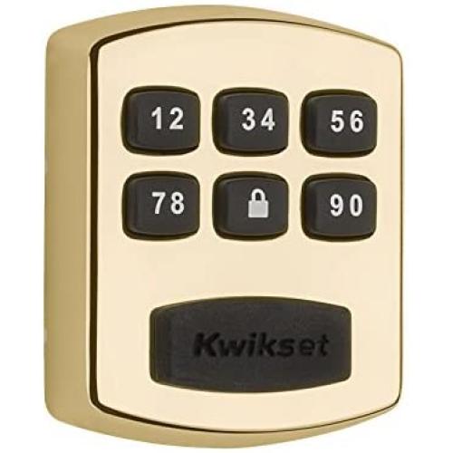 Kwikset 99050-002 Model 905 Value Lock Keyless Entry Electronic Keypad Deadbolt for Garage or Side Door, Polished Brass