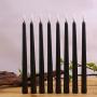 Datomarry Pack of 12 Black Base Flickering Flameless Taper Candles with Remote and Timer,11 inch Yellow Glow Plastic Battery Powered Realistic Christmas Candles Lights
