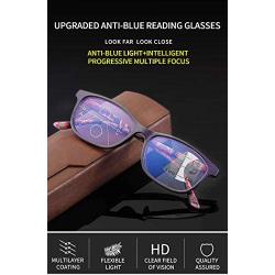 Progressive Multifocal Blue Light Blocking Reading Glasses Women Men-Purple 1.0X
