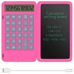Basic Calculator Notepad with 6.5 Inch LCD Writing Tablet, Rechargeable, Lock Button and E-Pen,12 Digit Display, Also Inkless Drawing/Memo Pads/Planning Boards, Hand-held for Daily and Basic Office