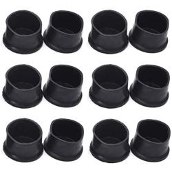 Antrader 12 Pcs Furniture Chair Leg Caps PVC Rubber Feet Protector Pads Furniture Table Covers Round Bottom,1-7/8 Inches, Black