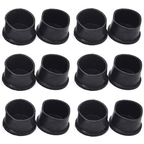 Antrader 12 Pcs Furniture Chair Leg Caps PVC Rubber Feet Protector Pads Furniture Table Covers Round Bottom,1-7/8 Inches, Black