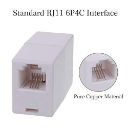 RJ11 6P4C Phone Line Coupler,Inline Couplers,Modular Female to Female Straight Telephone Extension Cord Coupler Adapter Jack,White