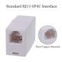 RJ11 6P4C Phone Line Coupler,Inline Couplers,Modular Female to Female Straight Telephone Extension Cord Coupler Adapter Jack,White