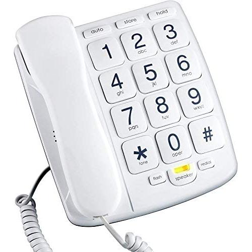 Packard Bell PB300WH Big Button Phone for Elderly Seniors Landline Corded Phone with Speakerphone