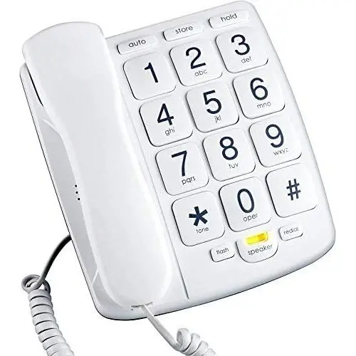 Packard Bell PB300WH Big Button Phone for Elderly Seniors Landline Corded Phone with Speakerphone