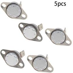 Fielect KSD301 Thermostat 230°C/446°F Normally Closed N.C Snap Disc Limit Control Thermal Switch Microwave Thermostat Silver Tone Bent Feet 5pcs