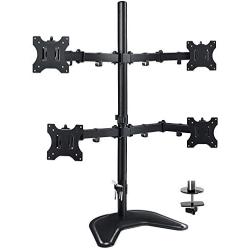 FORGING MOUNT Quad Monitor Stand Mount,Free Standing Desk Stand Fully Adjustable Monitor Arm Mount Holds 4 Screens up to 30 Inches,VESA 75 100,Each Arm Holds up to 22lbs,with C-Clamp and Grommet Base