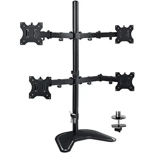 FORGING MOUNT Quad Monitor Stand Mount,Free Standing Desk Stand Fully Adjustable Monitor Arm Mount Holds 4 Screens up to 30 Inches,VESA 75 100,Each Arm Holds up to 22lbs,with C-Clamp and Grommet Base