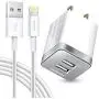 iPhone Charger and 6ft Cable, Overtime Apple MFi Certified Lightning Cable with Dual USB Wall Charger 2.4Amp Adapter for iPhone 11 Pro Max XS XR X 8 7 6S 6 Plus SE 5S 5C 5 AirPods iPad - Silver