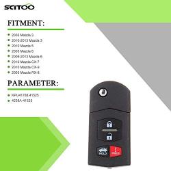 SCITOO 1PC Car Key Fob Keyless Entry Remote 4 Buttons Replacement for Mazda 3 5 6 CX-7 CX-9 MX-5 Miata RX-8 Flip Key Fob BGBX1T478SKE125-01